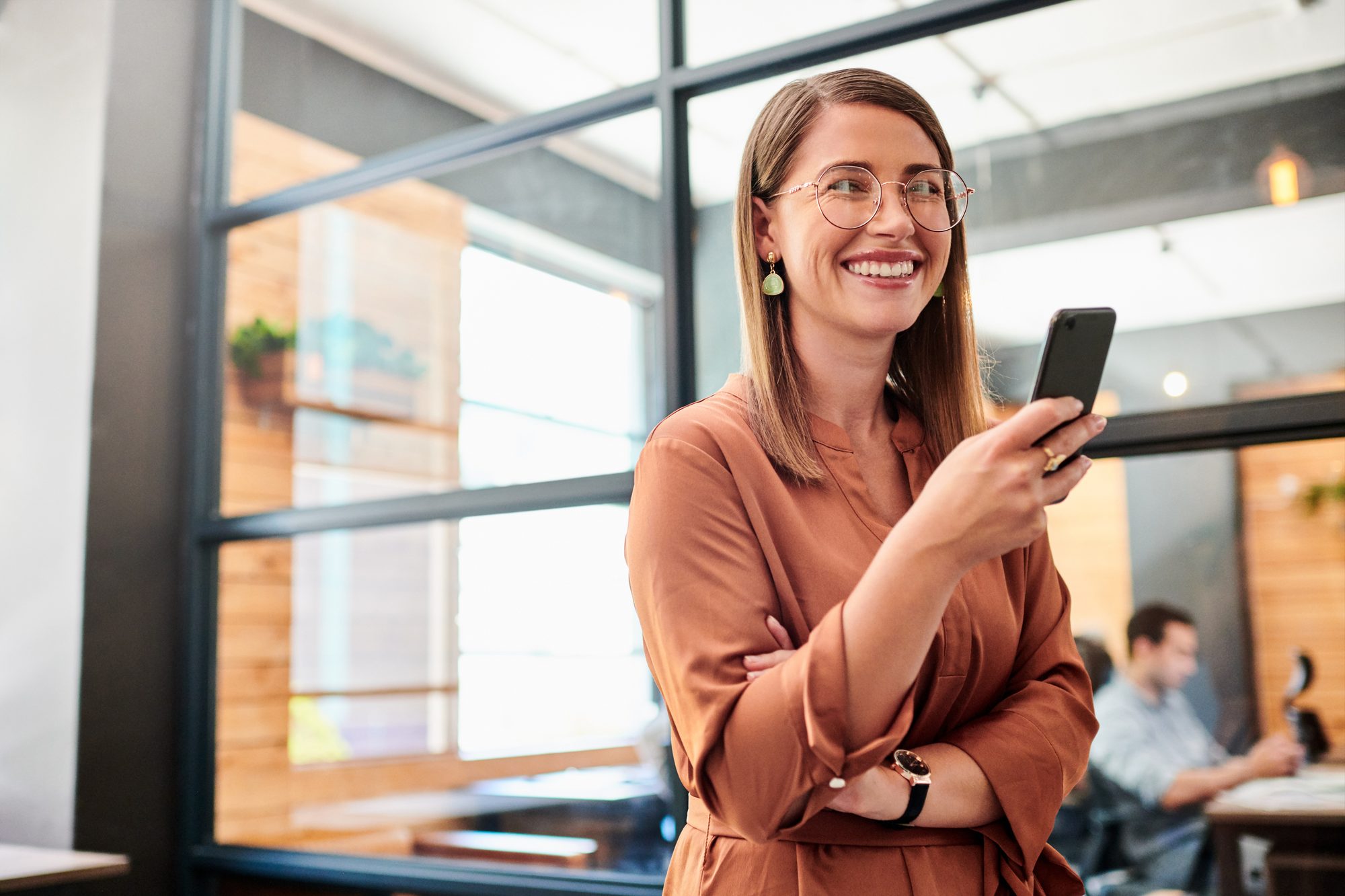 Professional using Engage platform on mobile